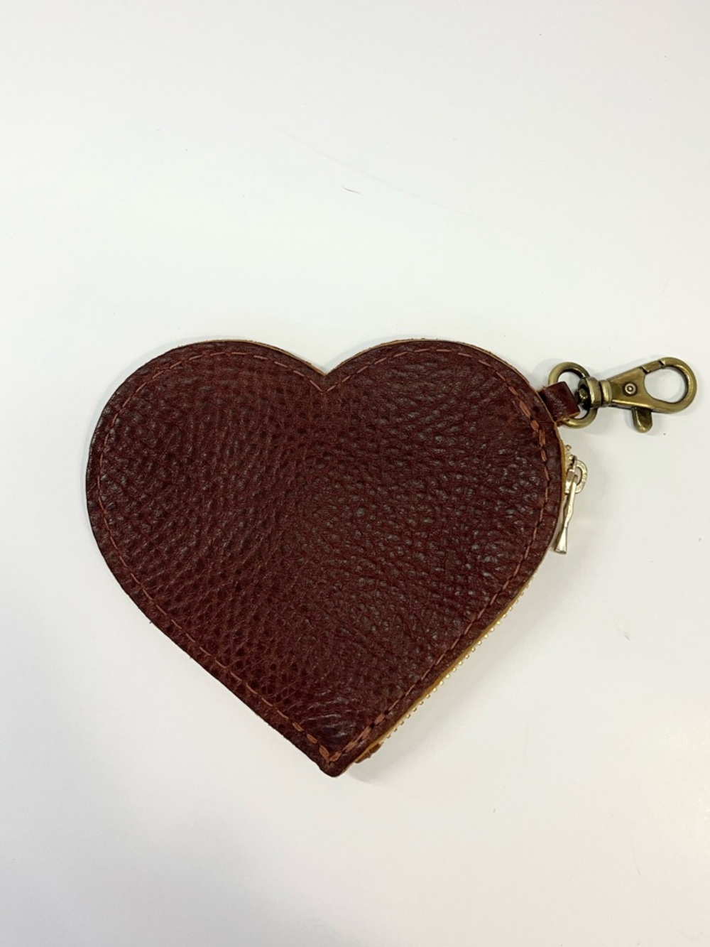 Portland Leather Heart Pouch in Nutmeg-NEW - Picture 3 of 5
